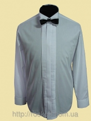 Мужская рубашка под галстук бабочку,на запонки белого цвета